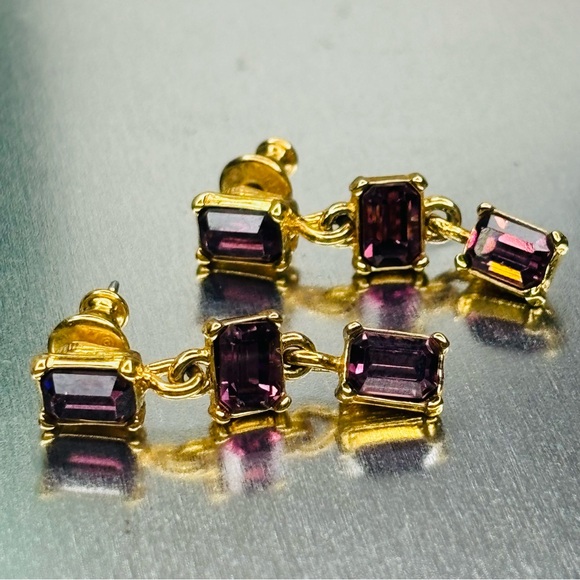 Monet Jewelry - Monet Purple Amethyst Rhinestone Dangle Earrings